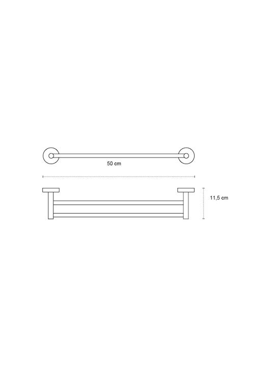 Karag Uno Double Wall-Mounted Bathroom Rail ​50x50cm Inox Silver