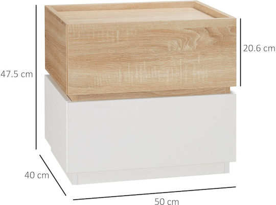 Wooden Bedside Table Brown 50x40x47.5cm