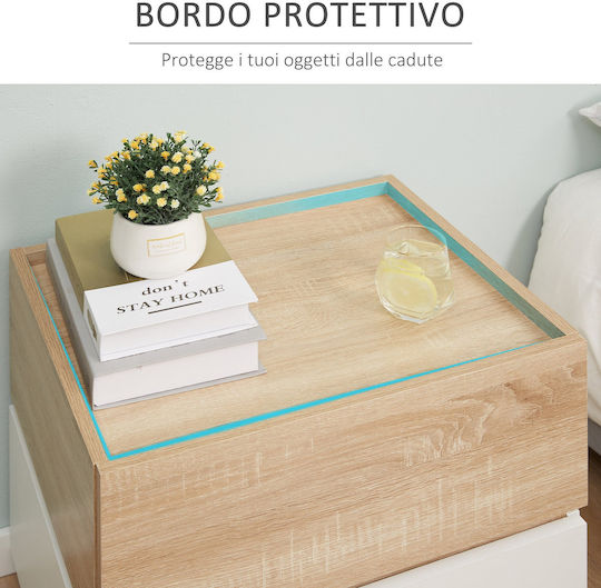 Wooden Bedside Table Brown 50x40x47.5cm