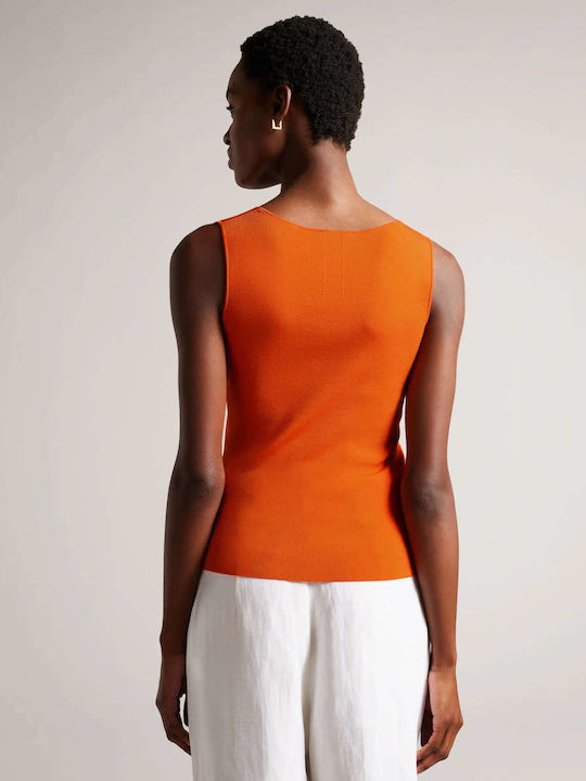 Ted Baker Damen Sommer Bluse Ärmellos Orange