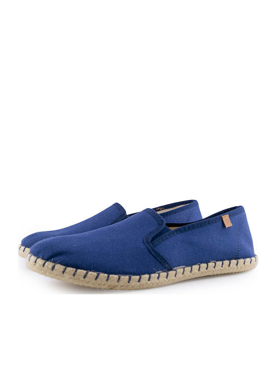 433-16400 Leather Men's Espadrilles in Blue Color