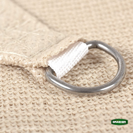 Grasher Ε220 Square Shade Sail Ecru With Hoop 5x5m 180gr/m²
