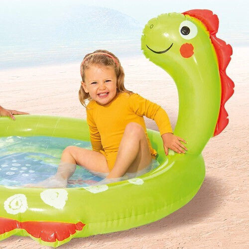 Intex Dinosaur Spray Children's Round Swimming Pool PVC 68L Inflatable 119x66cm Green