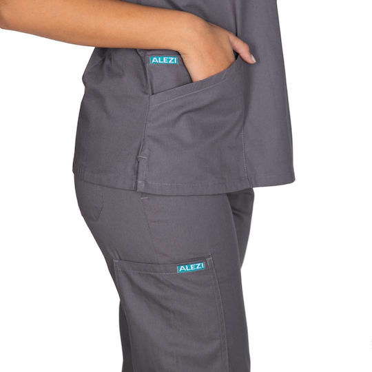 Alezi Women's Navy Blue Pants & Blouse Set Cotton and Polyester