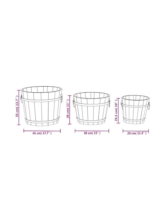 vidaXL Set 3 Jardiniere Din lemn Maro