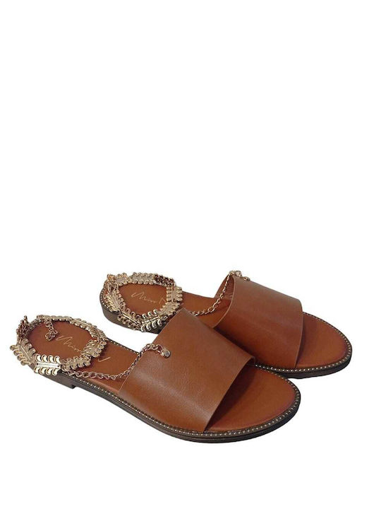 Envie Shoes Synthetic Leather Women's Sandals with Ankle Strap Tabac Brown