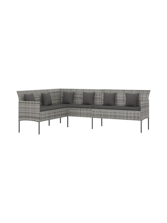 Outdoor Dining Set 2 Pieces Gray with Pillows