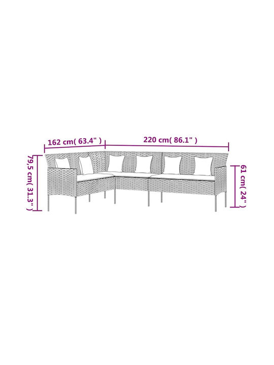 Outdoor Dining Set 2 Pieces Gray with Pillows