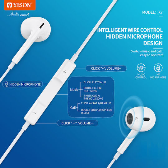 Celebrat X7 Earbuds Handsfree με Βύσμα Lightning Λευκό