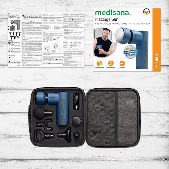 Medisana MG600 Gun Massage for the Neck, the Head, the Waist, the Back, the Legs, the Body & the Hands with Vibration and Heating Function Blue