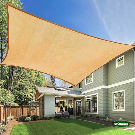 Grasher Ε220 Rectangular Shade Sail Beige With Hoop 4x6m 180gr/m²