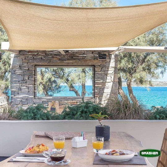 Grasher Ε220 Rectangular Shade Sail Beige With Hoop 4x6m 180gr/m²