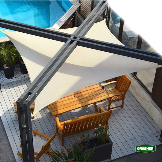 Grasher Ε220 Rectangular Shade Sail Ecru With Hoop 4x6m 180gr/m²