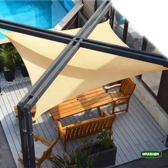 Grasher Ε220 Pătrat Umbrela Sail Bej Cu cerc 5x5m 180gr/m²