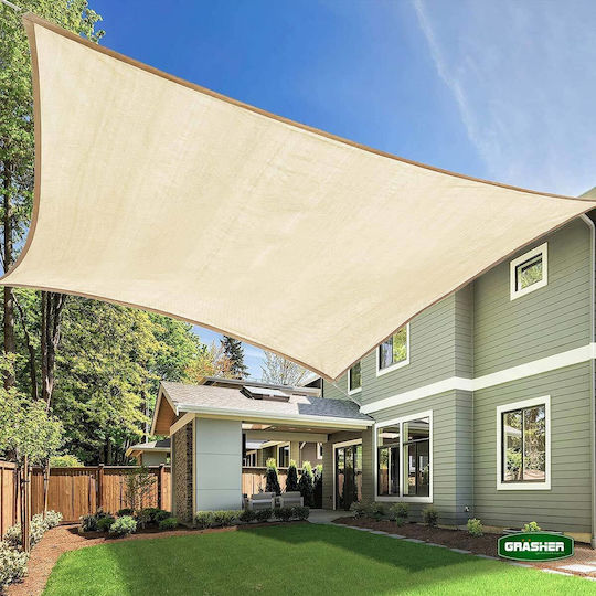 Grasher Ε220 Rectangular Shade Sail Ecru With Hoop 3x4m 180gr/m²