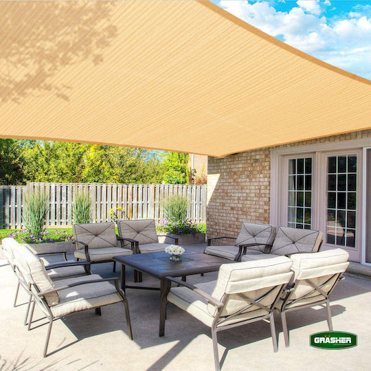 Grasher Ε220 Rectangular Shade Sail Beige With Hoop 3x4m 180gr/m²
