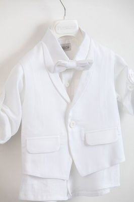 Piccolino Boys Baptism Suit with Vest Ian 6pcs White