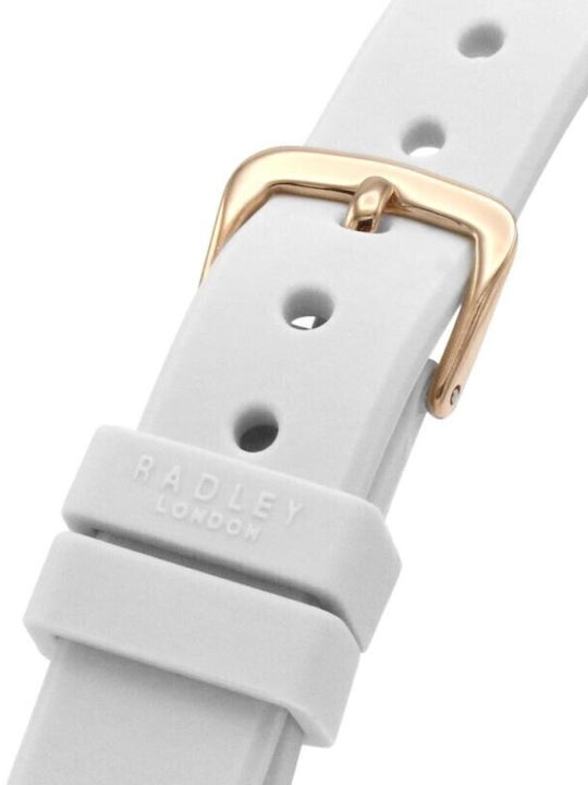 Radley London Damen Uhr mit Weiß Kautschukarmband