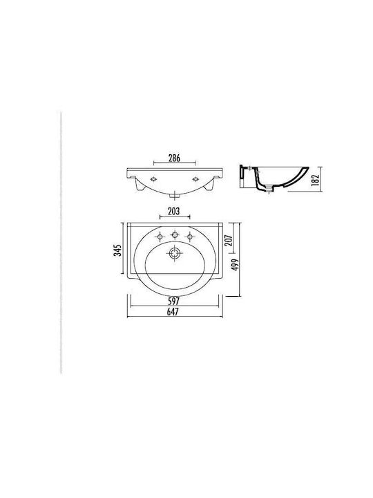 Creavit Smile Ένθετος Νιπτήρας Πορσελάνης 65x50x17.8cm Λευκός