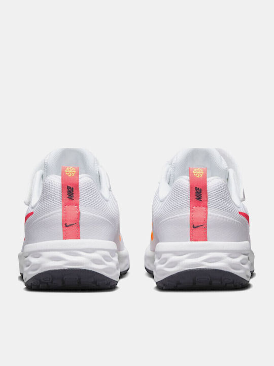 Revolution Revolution 6 Kids Sports Shoes Running with Hoop & Loop Closure White / Sea Coral / Gridiron / Laser Orange