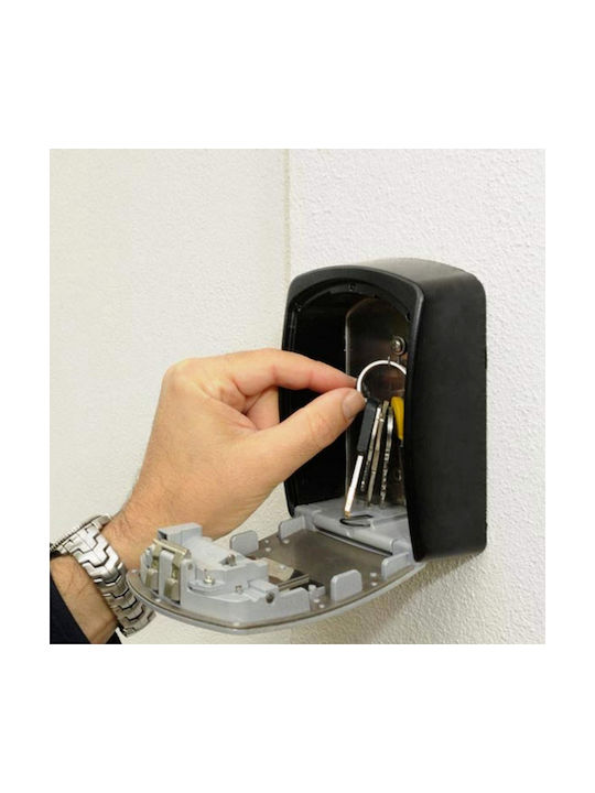 SB-4 Wall-Mounted Combination Key Holder Metallic with Lock 4 Hooks 13.5x5.5x15cm