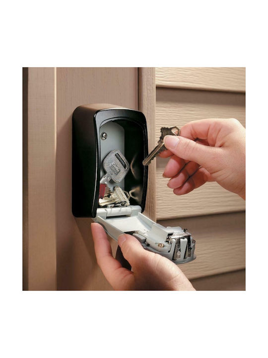 SB-4 Wall-Mounted Combination Key Holder Metallic with Lock 4 Hooks 13.5x5.5x15cm