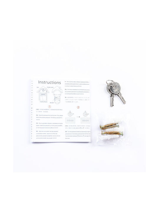 SB-4 Wall-Mounted Combination Key Holder Metallic with Lock 4 Hooks 13.5x5.5x15cm