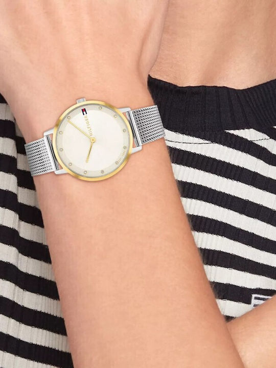 Tommy Hilfiger Pippa Γυναικείο Ρολόι 34mm Μπαταρίας με Ασημί Μεταλλικό Μπρασελέ