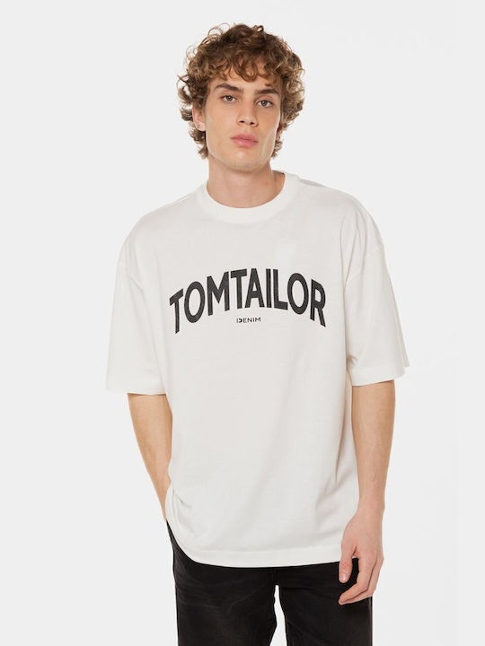 Tom Tailor T-shirt Bărbătesc cu Mânecă Scurtă Alb