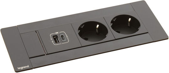 Legrand 2-Outlet Power Strip with USB Black