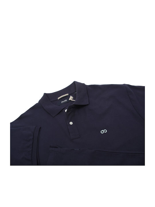 Double 10823 S Men's Short Sleeve Blouse Polo Navy Blue