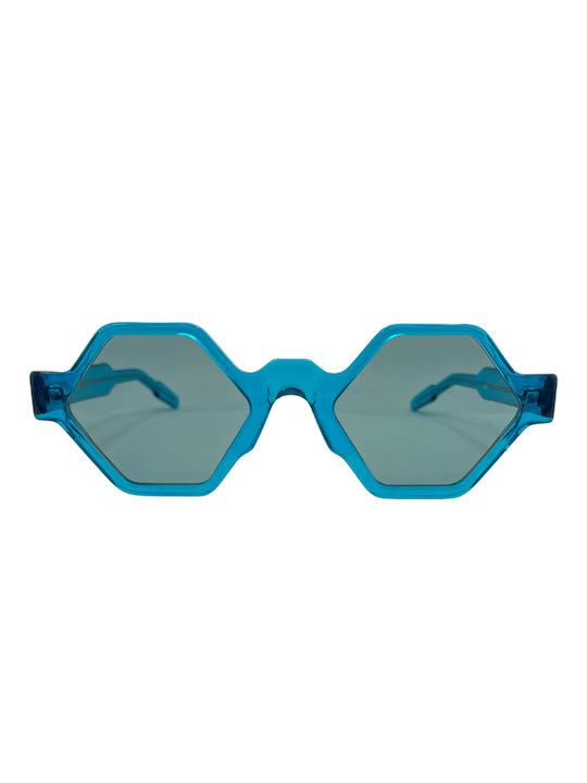 Unseen Hexagon Sunglasses with C6 Plastic Frame and Blue Lens