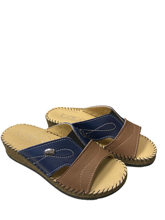 TATOO DE2000 LEATHER WOMEN'S SLIPPER BLUE/TAN