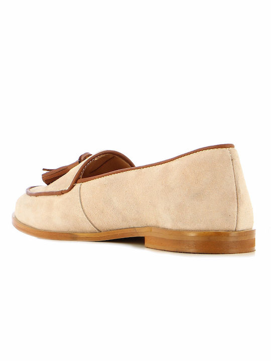 Fratelli Petridi Leather Women's Loafers in Beige Color