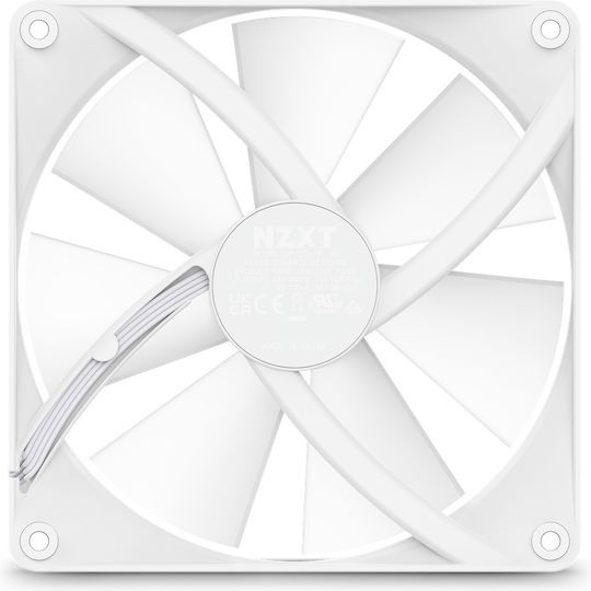 NZXT F140 Core Ventilator Pentru Carcasă (1500rpm / 90.79cfm) cu Iluminare RGB și Conexiune 4-Pin PWM Alb