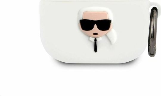 Karl Lagerfeld Karl Head Θήκη Σιλικόνης με Γάντζο σε Λευκό χρώμα για Apple AirPods 3