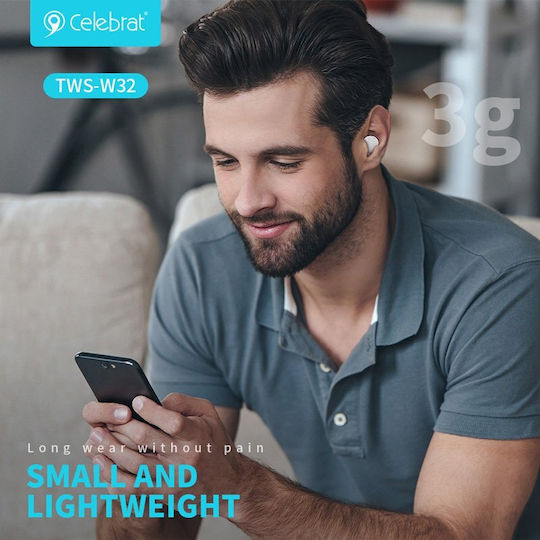 Celebrat TWS-W32 In-Ear Bluetooth-Freisprecheinrichtung Kopfhörer mit Ladeetui Weiß