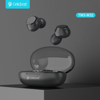 Celebrat TWS-W32 In-ear Bluetooth Handsfree Ακουστικά με Θήκη Φόρτισης Μαύρα