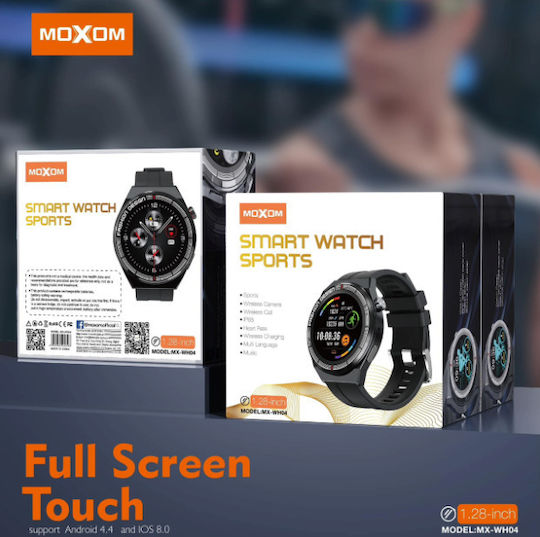 Moxom Sports Αδιάβροχο Smartwatch με Παλμογράφο (Μαύρο)