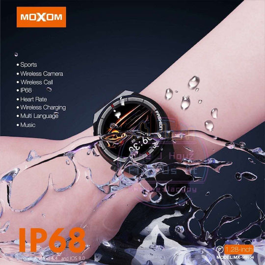 Moxom Sports Αδιάβροχο Smartwatch με Παλμογράφο (Μαύρο)