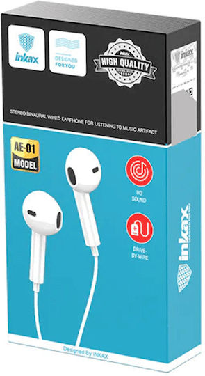 Inkax AE-01 Earbuds Handsfree με Βύσμα 3.5mm Λευκό