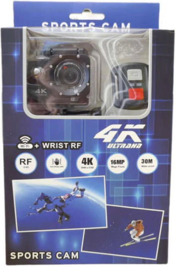 H12R Action Camera 4K Ultra HD Underwater (with Case) with Screen 2" and Wi-Fi Black