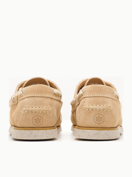 Navigator Leather Women's Moccasins in Beige Color