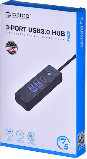 Orico Hub 3 Θυρών USB 3.0 με σύνδεση USB-C Μπλε