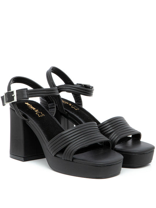 Adam's Shoes Platform Women's Sandals with Ankle Strap Black