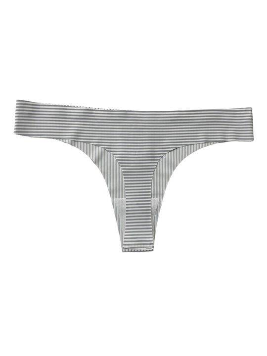 DYANA Laser Cut Thong 9322 - Striped Grey