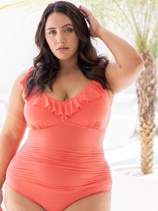 Artesands Elastic One-piece Swimsuit for Rich Curves - Orange