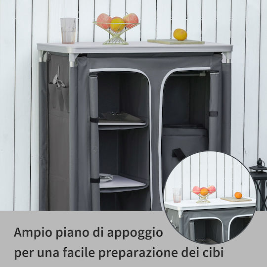 Outsunny Ντουλάπα Αλουμινίου για Camping Πτυσσόμενη Γκρι
