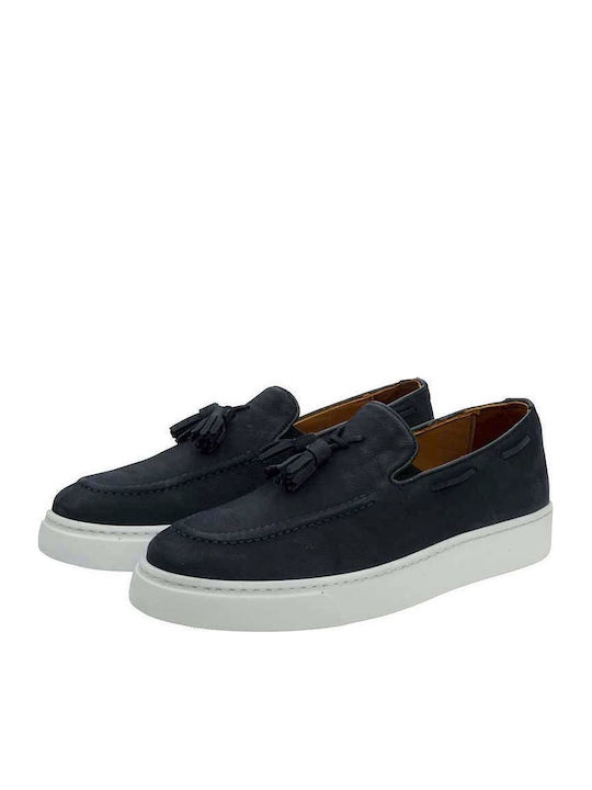 BY887 Men's Leather Loafers Blue