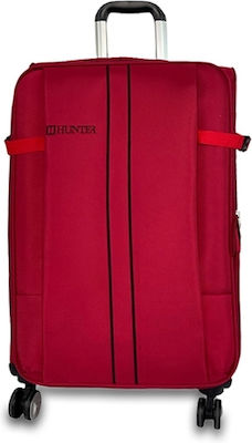 Hunter Crete Large Travel Suitcase Fabric Red with 4 Wheels Height 76cm 01000444